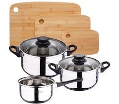 Pack Batería De Cocina 5 Piezas + Set De 3 Tablas De Corte
