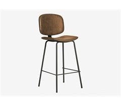 Taburete deco PU alto fijo marrón