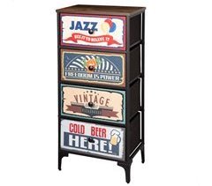 Max Home Cómoda vintage 4 cajones de tela