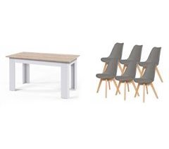 Pack Mesa Fija de Comedor o Cocina + 6 Sillas Nordic 138x80