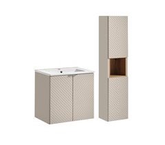 Conjunto mueble lavabo individual encastrado 2 puertas y columna Manoa