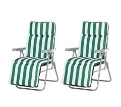 2 Tumbonas Plegables Acero, Poliéster Outsunny