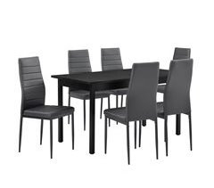 Mesa de comedor con 6 sillas Bjerkvik MDF hierro polipiel 140x60