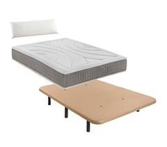 PACK DE BASE TAPIZADA + COLCHÓN VISCOELÁSTICO CON 1 ALMOHADA
