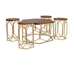 Set mesa de centro y 4 taburetes de metal