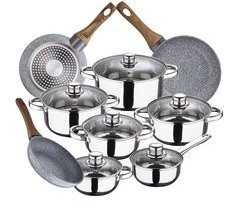 Bateria de cocina 12 piezas con juego de sartenes