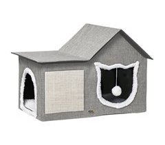 Caseta para Gatos MDF, Poliéster, Felpa, Sisal PawHut