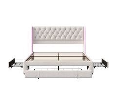 Cama, cajón, cama con canapé, LED, cama funcional