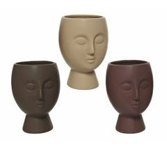Macetero decorativo CARAS surtido marca DECORIS