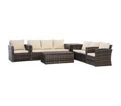 Conjunto de Muebles de Ratán Metal, Ratán PE, Poliéster Outsunny