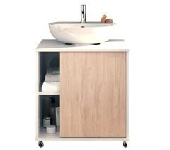 Mueble de Baño con Ruedas para Lavabo Pedestal Sinna
