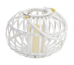 Farol de bambú y madera con vela a pilas