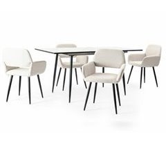 Conjunto de mesa extensible efecto mármol y 4 sillas