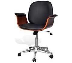 Silla de escritorio con ruedas giratorio de madera curvada y cuero sintético 0502022