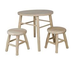 WELL HOME - Conjunto infantil (Mesa + 2 taburetes) en madera de pino