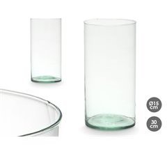 Jarrón vidrio reciclado CILINDRO marca CONFORAMA