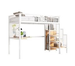 Cama alta infantil de mdf y metal