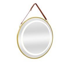 Espejo de pared con LED Picerno para baño con correa antivaho 80x3