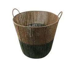 Cesta SOLVE color natural y verde