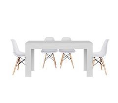 Mesa de Comedor o Cocina + 4 Sillas Estilo Nordico 138x80