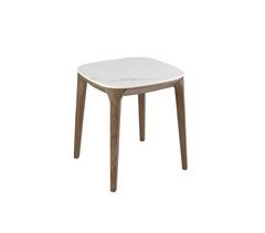 Mesa rincón cuadrada mármol porcelánico y nogal
