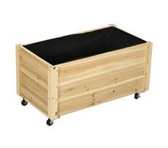 Jardinera con Ruedas Madera de Abeto Outsunny
