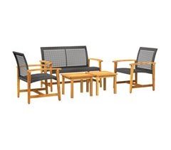 Juego de bistro de 5 piezas ratán PE y madera de acacia