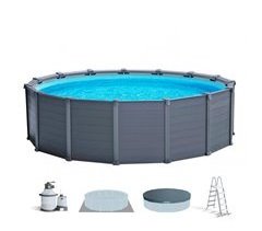 Piscina desmontable Graphite Grey Panel INTEX - 478x124 cm, 16.500 litros