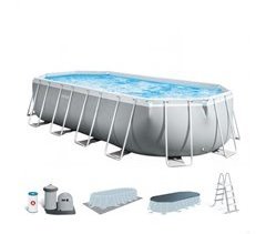 Piscina desmontable ovalada intex prism frame 610x305x122 cm con depuradora