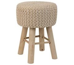 Taburete de madera y algodón trenzado