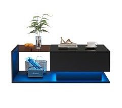 Mesa de centro rectangular de panel de partículas con 1 cajón 100x50