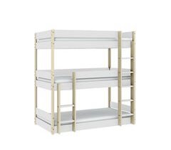 Litera 90cm triple ENZO blanco y madera natural