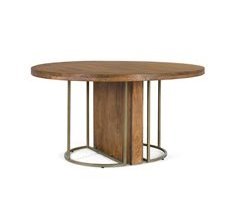 Mesa de comedor redonda fabricada en madera de mango maciza