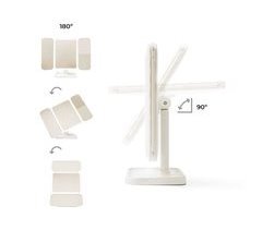 Espejo de Maquillaje Tríptico Recargable con Aumento y Luz LED