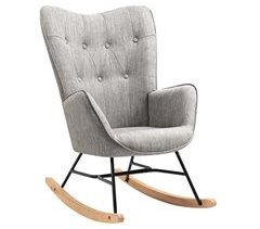 MEUBLES COSY Mecedora Moderna De Terciopelo Con Patas De Madera