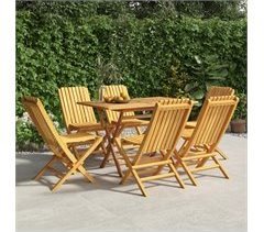 Juego de comedor de jardín 7 piezas madera maciza de teca