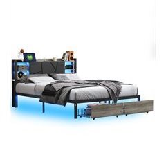 cama, led, usb, cama para adolescentes, cama doble, cajones 140x214