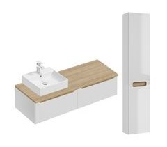 Conjunto de muebles con lavabo individual 2 cajones y columna Livia