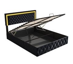 Cama con LED, almacenamiento, cabecero ajustable, hidráulica 161x204
