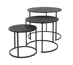 Well Home Juego de 3 mesas nido en metal melamina