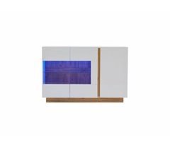 Aparador con cristal, 3 puertas e iluminación LED