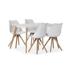 Juego de mesa y 4 sillas de comedor Jeff 120x80