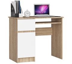 Escritorio Piksel AKORD 1 cajón 3 estantes Roble Craft, Blanco 90x50