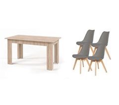 Pack Mesa Fija de Comedor o Cocina + 4 Sillas Nordic 138x80