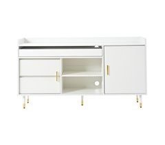 Aparador de 3 cajones con puertas correderas y LED