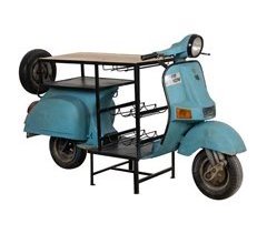 Barra botellero moto vespa de madera y metal