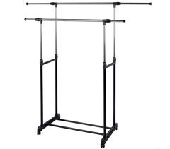 Max Home Burro ropa doble barra ajustable con ruedas y rejilla