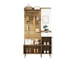 Mueble recibidor con zapatero y espejo