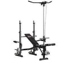 Banco de Musculación Acero, PU HOMCOM, deportes y ocio - pesas