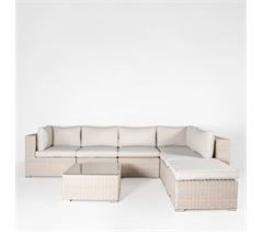 Set de jardín TURIN con mesa baja, 5 sillones y un puff